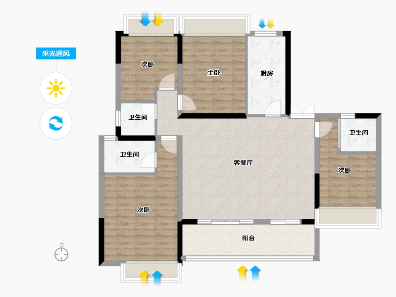 陕西省-汉中市-公园壹号-115.53-户型库-采光通风