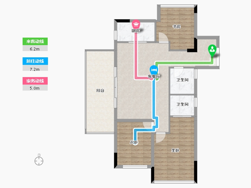 海南省-三亚市-北京城建海云府-96.65-户型库-动静线