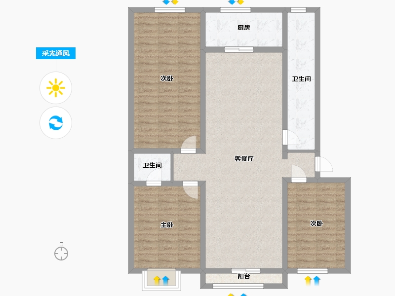 河北省-沧州市-恒顺花园-110.00-户型库-采光通风