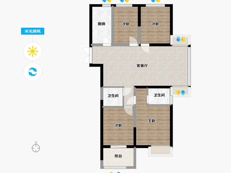 福建省-福州市-首开中庚·香开连天-104.00-户型库-采光通风