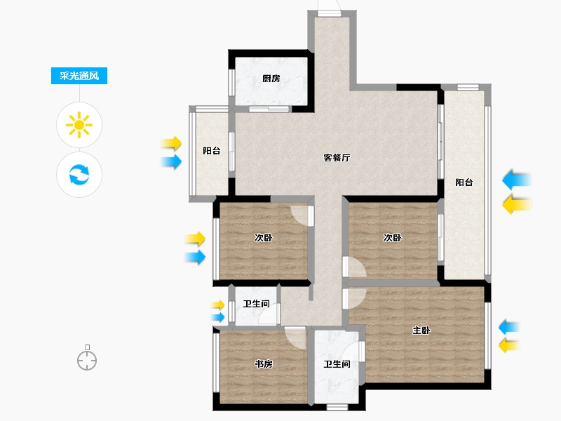 陕西省-宝鸡市-水木清华-116.21-户型库-采光通风