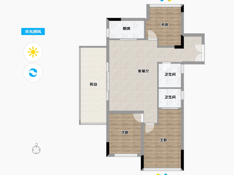 海南省-三亚市-北京城建海云府-96.65-户型库-采光通风