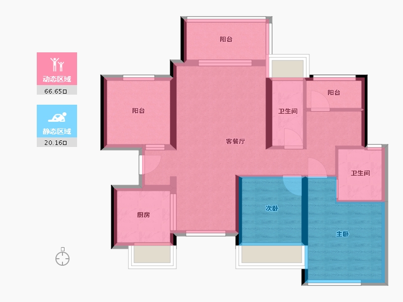 广东省-珠海市-华发峰尚-76.61-户型库-动静分区