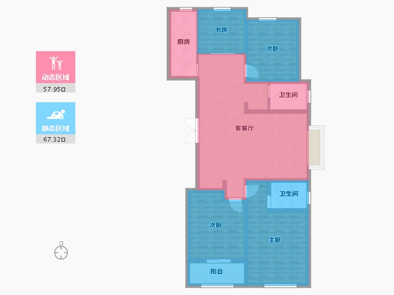 山东省-潍坊市-菲达广场-112.00-户型库-动静分区