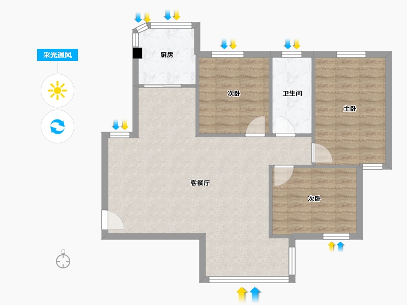 广东省-广州市-如意花园-78.79-户型库-采光通风