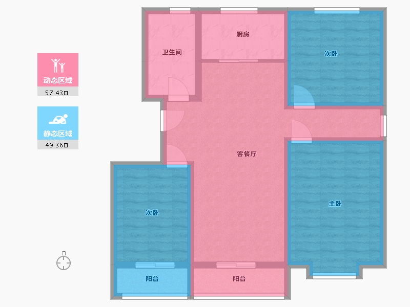 山东省-潍坊市-水榭春天-95.00-户型库-动静分区