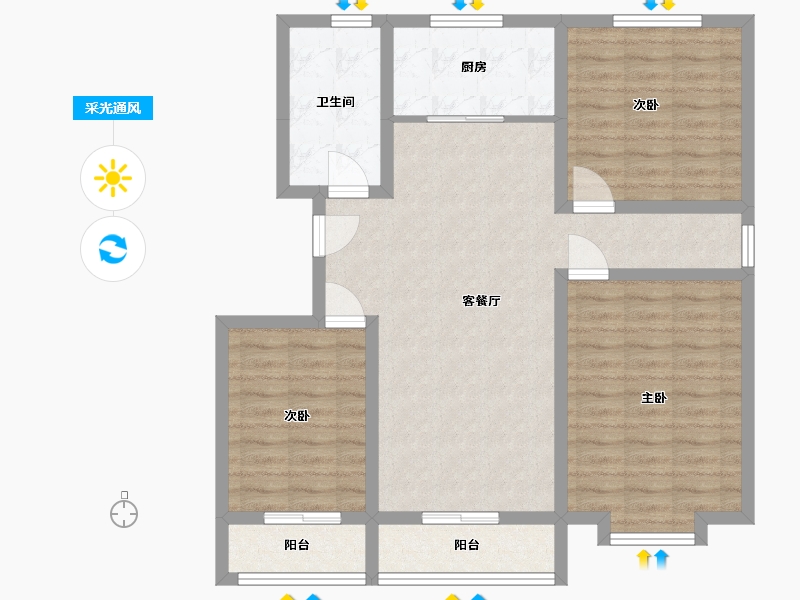 山东省-潍坊市-水榭春天-95.00-户型库-采光通风