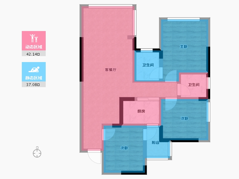 四川省-南充市-阳光天朗-69.11-户型库-动静分区