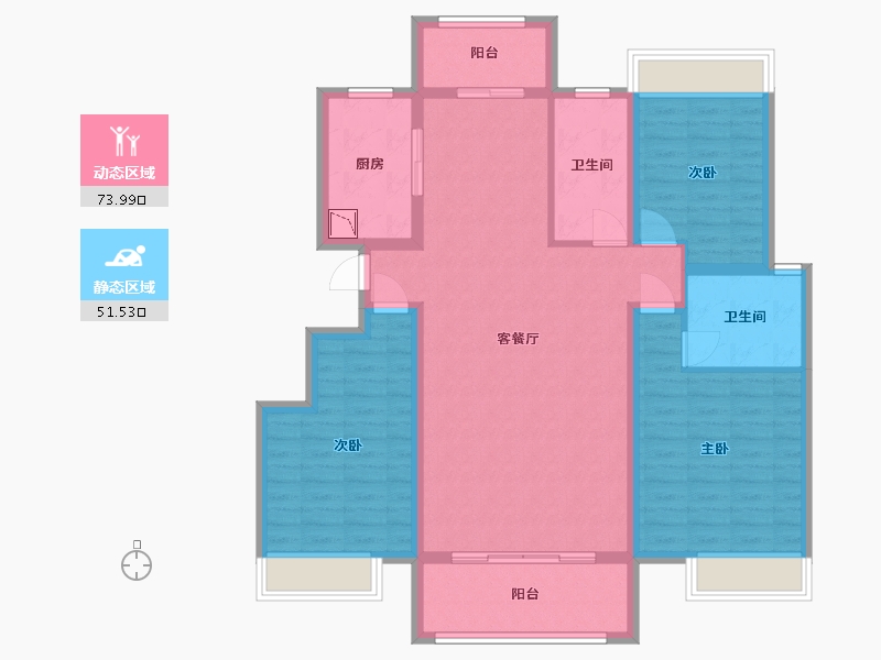 湖南省-娄底市-南苑・上和2期-112.56-户型库-动静分区