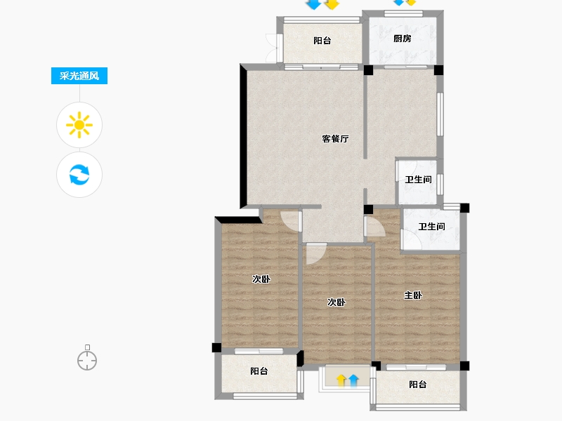 福建省-莆田市-宏利花园-107.61-户型库-采光通风