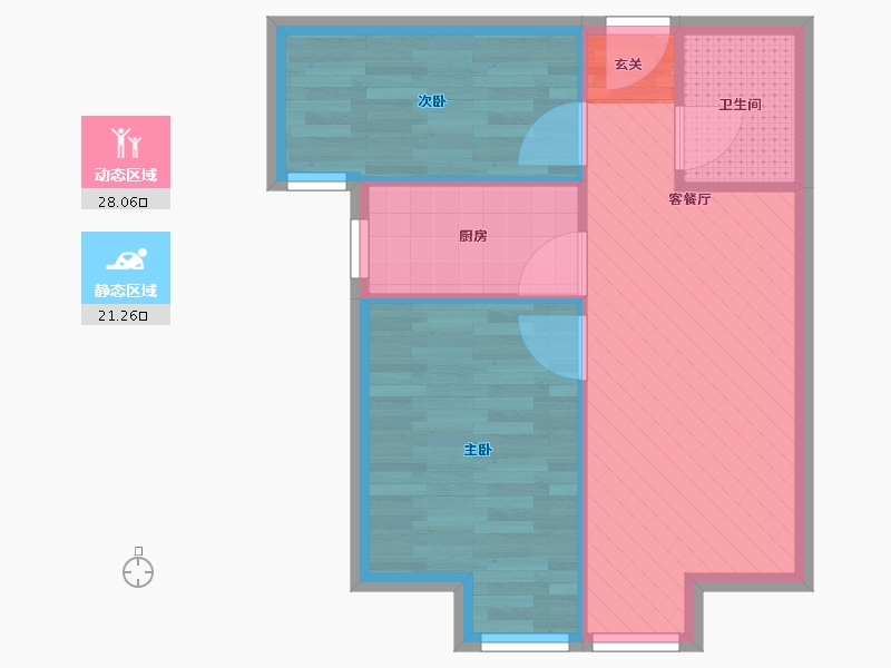 北京-北京市-管庄北二里-43.62-户型库-动静分区