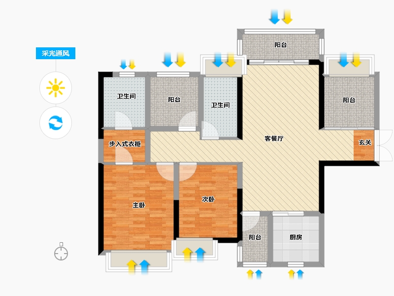 广东省-湛江市-保利原点广场-99.35-户型库-采光通风