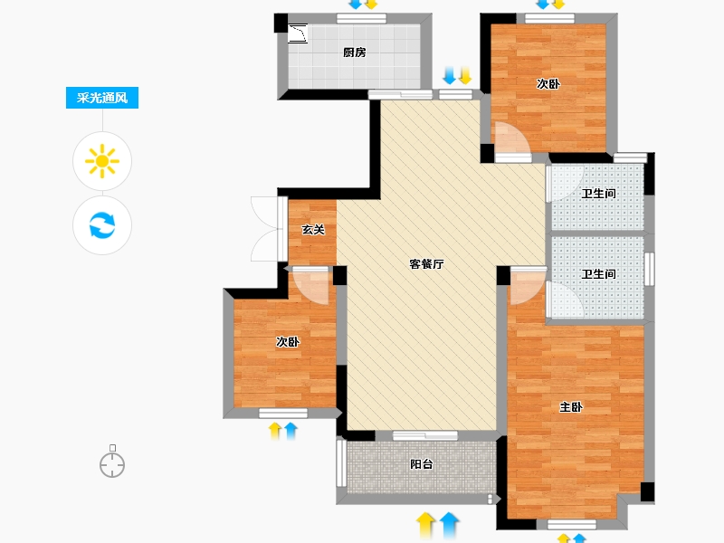 浙江省-台州市-顶秀家园-79.46-户型库-采光通风