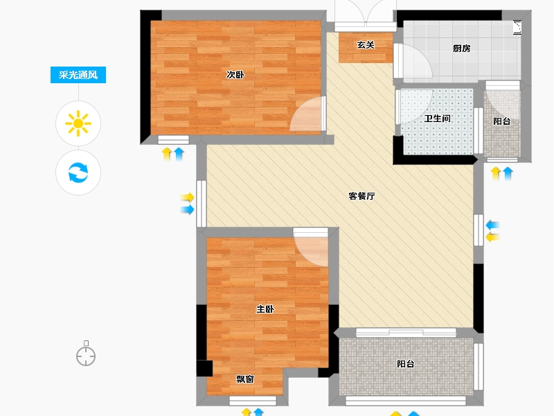 湖南省-长沙市-南园小区-63.46-户型库-采光通风