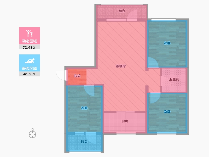 辽宁省-大连市-金海明珠-81.79-户型库-动静分区