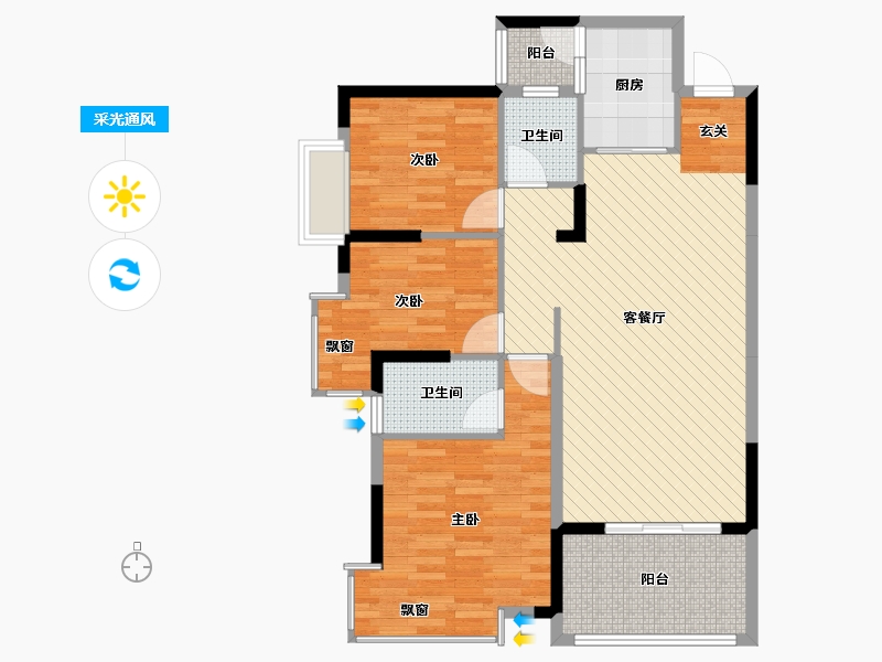 广西壮族自治区-南宁市-贵源城市新都-95.27-户型库-采光通风