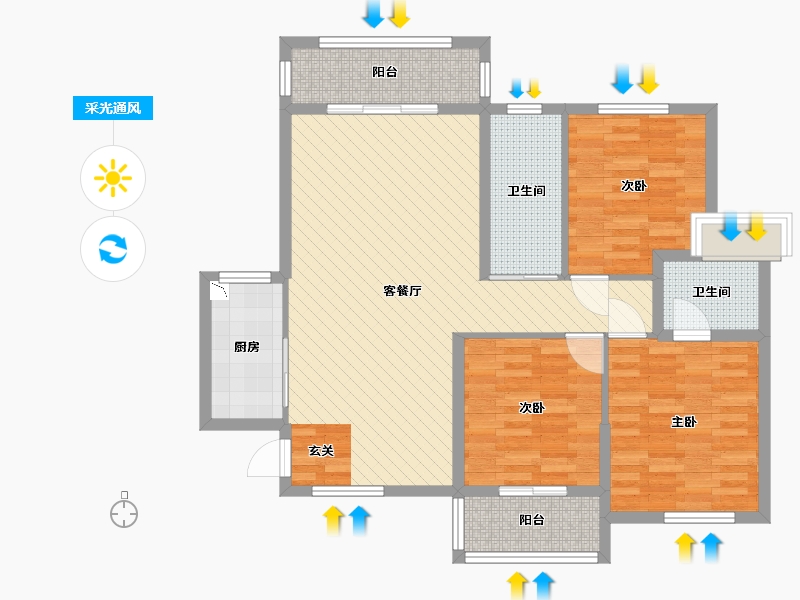 湖南省-衡阳市-东城国际-95.81-户型库-采光通风