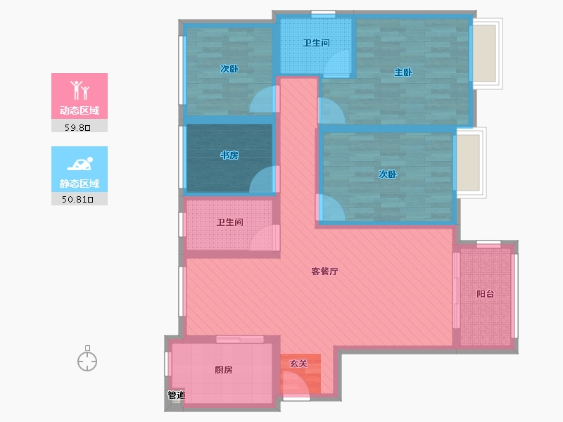 江苏省-南京市-中国铁建原香颂-95.96-户型库-动静分区