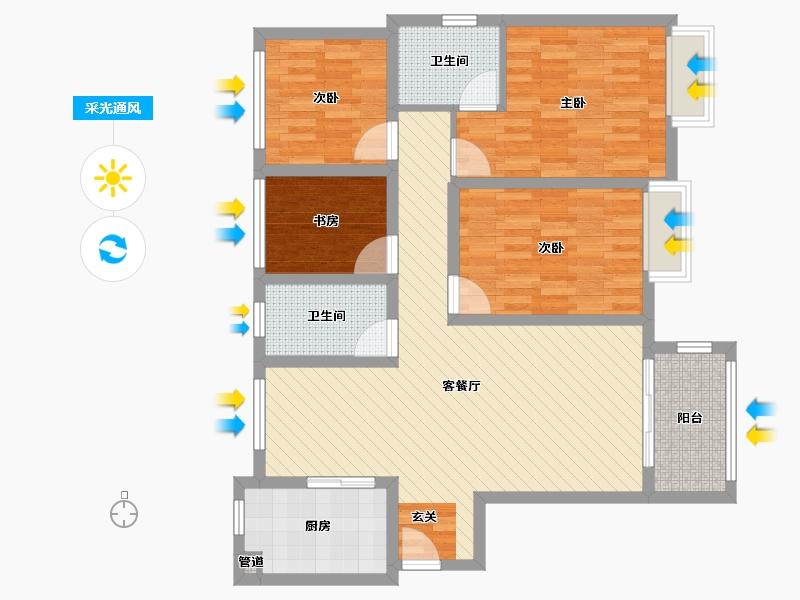 江苏省-南京市-中国铁建原香颂-95.96-户型库-采光通风