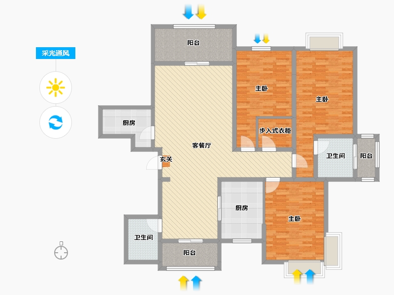 浙江省-金华市-义乌莲塘公寓-152.80-户型库-采光通风