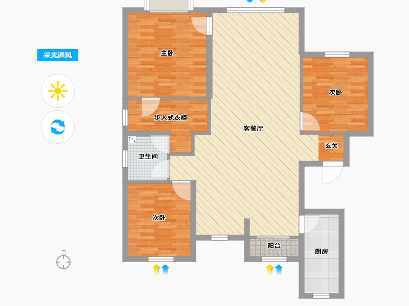 内蒙古自治区-包头市-中城国际-101.45-户型库-采光通风