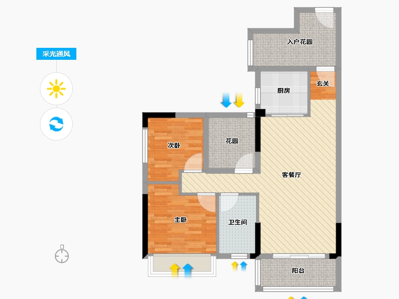 广东省-惠州市-夏日南庭-74.46-户型库-采光通风