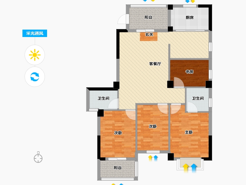 福建省-福州市-东方星城-D区-103.53-户型库-采光通风