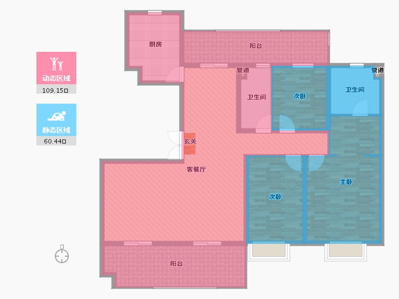 海南省-海口市-绿地海长流福邸-151.96-户型库-动静分区