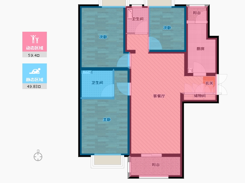 天津-天津市-八方观园-95.00-户型库-动静分区