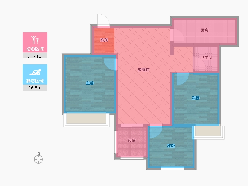 河南省-郑州市-万科城4期秋棠苑(建设中)-76.24-户型库-动静分区