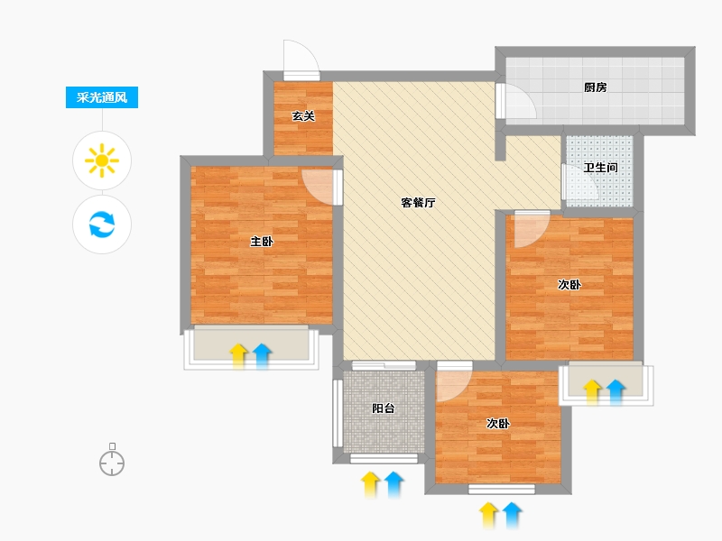 河南省-郑州市-万科城4期秋棠苑(建设中)-76.24-户型库-采光通风