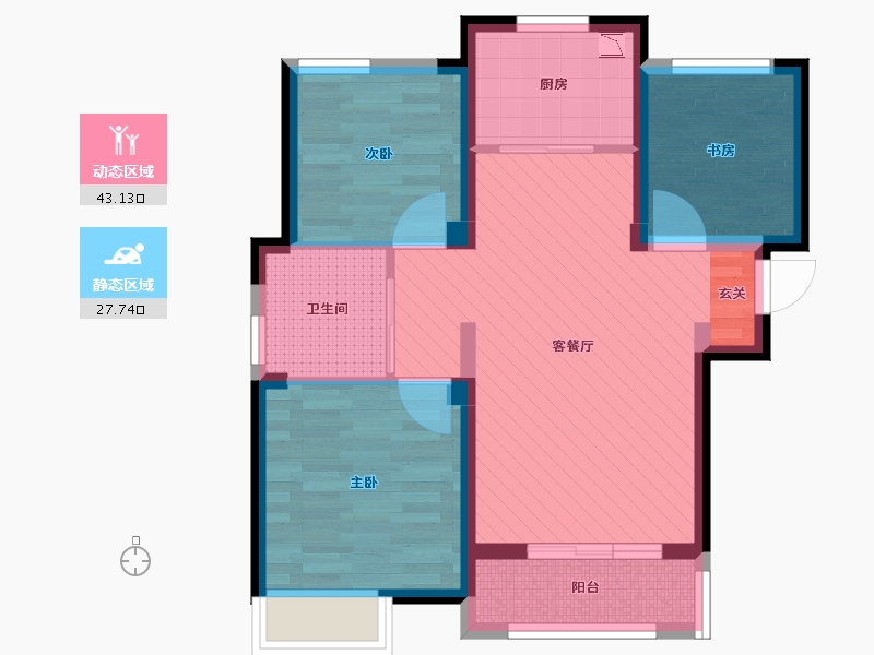 浙江省-杭州市-白鹤北苑-61.41-户型库-动静分区