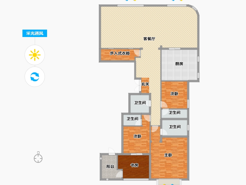 山东省-烟台市-临海君天下-2号楼-206.84-户型库-采光通风