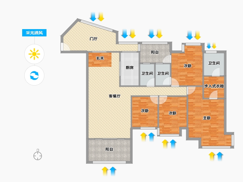 四川省-成都市-保利玫瑰郡-148.22-户型库-采光通风