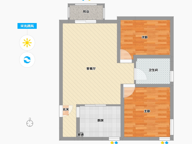 天津-天津市-新春花苑-62.76-户型库-采光通风