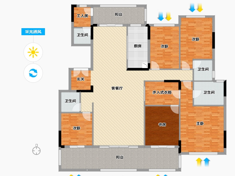 广西壮族自治区-南宁市-保利山渐青-223.75-户型库-采光通风