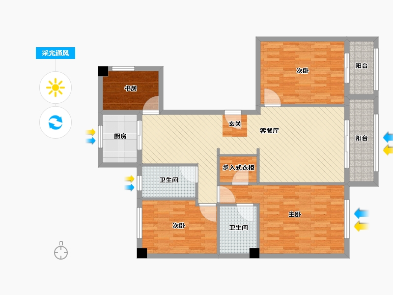 浙江省-嘉兴市-尚东名邸-107.63-户型库-采光通风