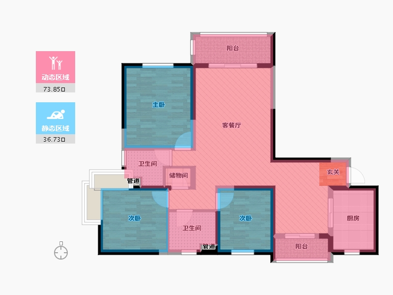 上海-上海市-绿地世家-96.23-户型库-动静分区