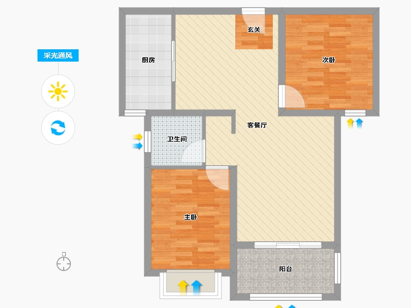 山东省-济宁市-龙翔御庭-71.20-户型库-采光通风