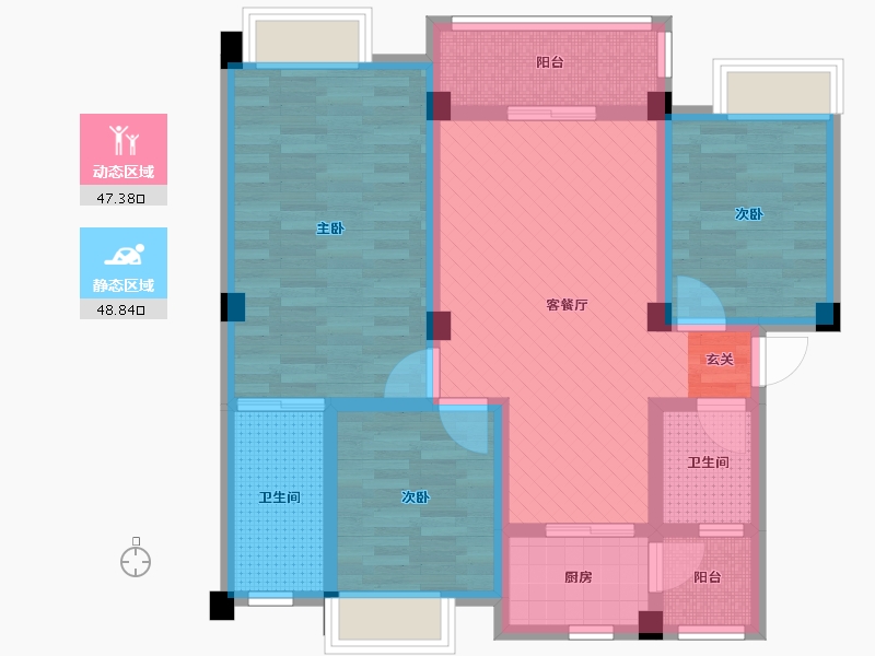 重庆-重庆市-天泉港湾-82.68-户型库-动静分区