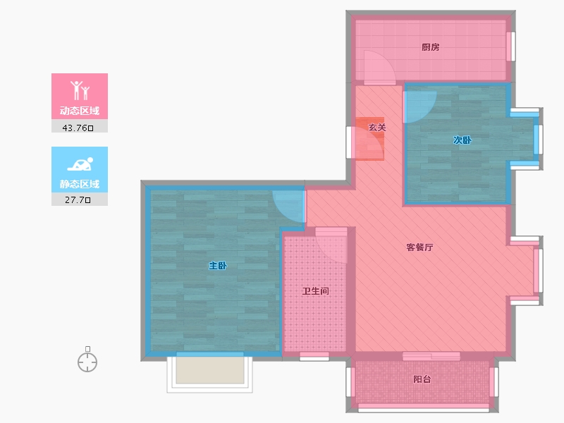 甘肃省-兰州市-北岸公馆-62.54-户型库-动静分区