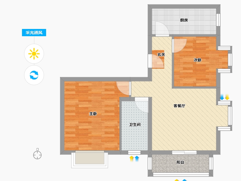 甘肃省-兰州市-北岸公馆-62.54-户型库-采光通风