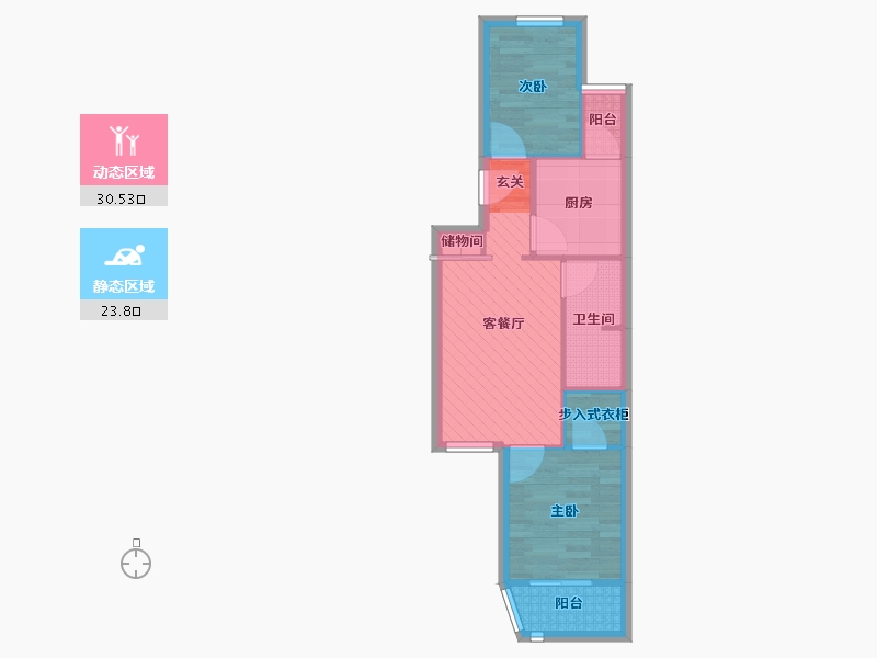 北京-北京市-桃杨路北里-46.98-户型库-动静分区