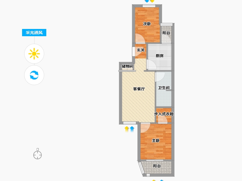 北京-北京市-桃杨路北里-46.98-户型库-采光通风