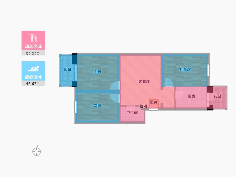 黑龙江省-哈尔滨市-仪兴小区-75.64-户型库-动静分区