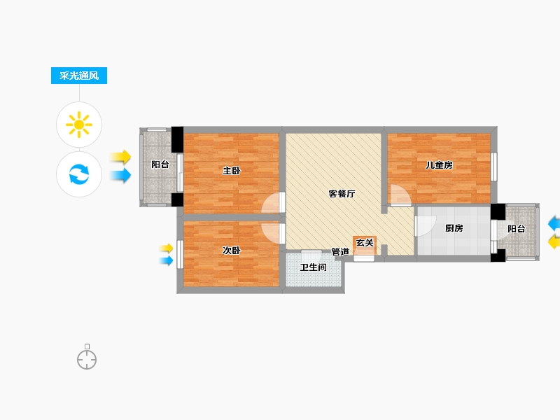 黑龙江省-哈尔滨市-仪兴小区-75.64-户型库-采光通风