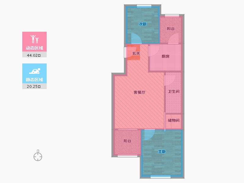 北京-北京市-慈云寺18号楼-56.90-户型库-动静分区