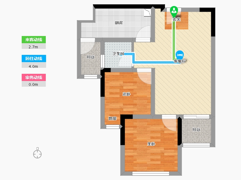 重庆-重庆市-鸥鹏泊雅湾二期7栋8号户型图-54.35-户型库-动静线