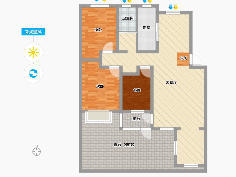 山东省-淄博市-中房翡翠山居-120.00-户型库-采光通风