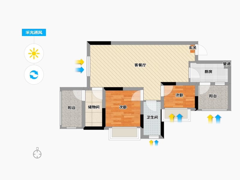 四川省-成都市-堤亚纳河谷-60.52-户型库-采光通风